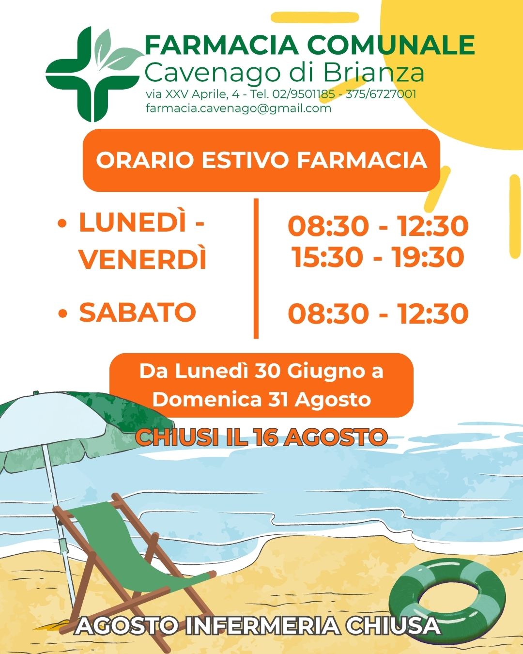 ORARIO ESTIVO FARMACIA