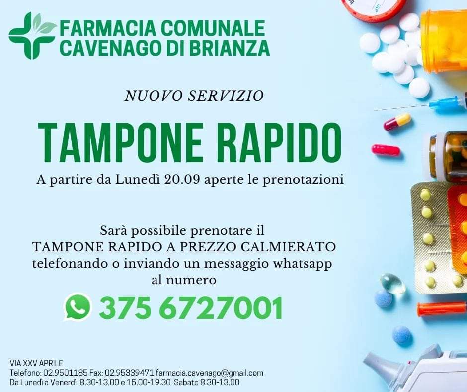 NUOVO SERVIZIO : TAMPONE RAPIDO 